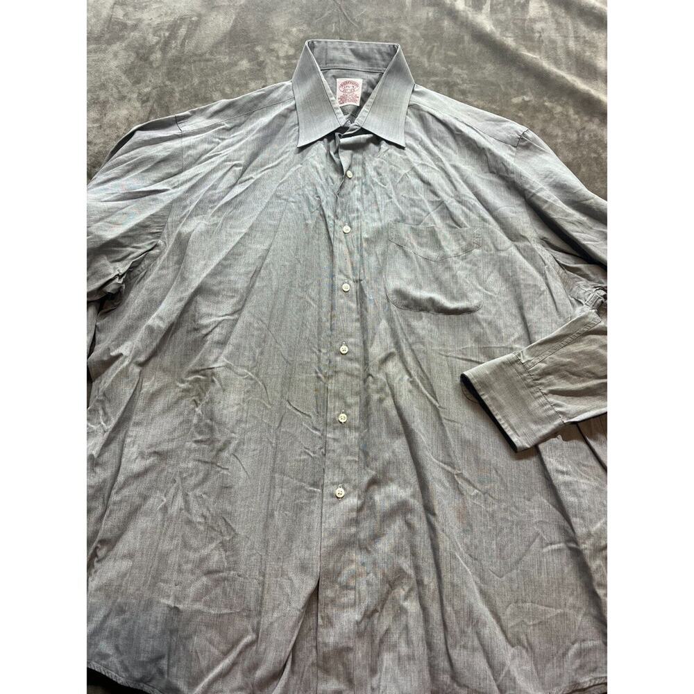 Brooks Brothers 1818 Shirt 17.5 35 Black Check Pattern Button Up Long Sleeve